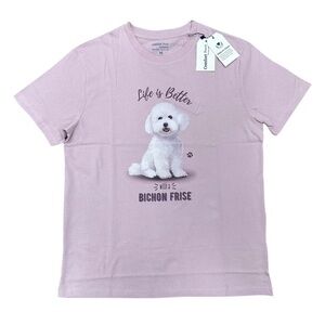 Pink Bichon Frise Graphic T-Shirt